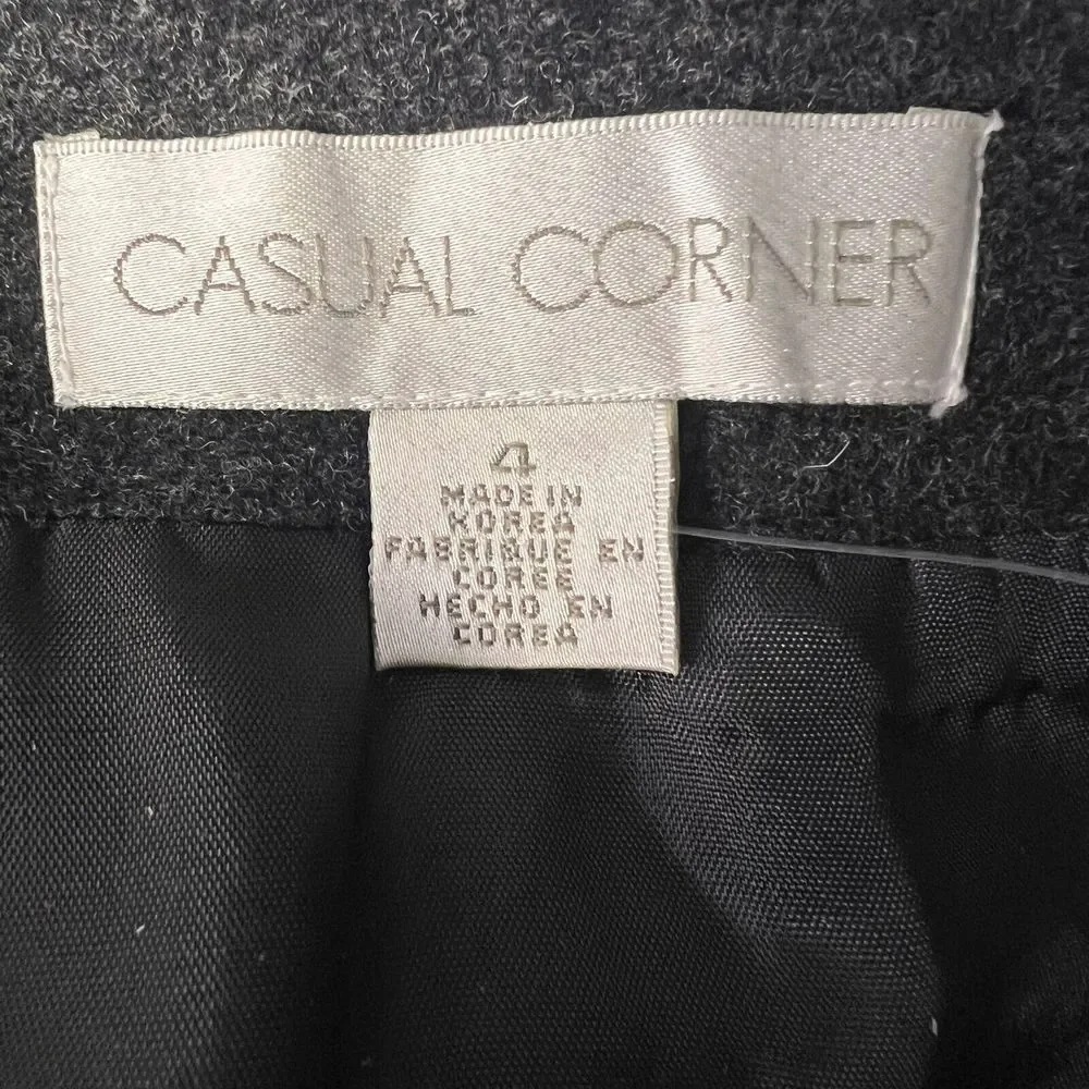 Casual Corner Vintage Pencil Skirt 4 Gray Wool Cashmere Diamond Cut Side Slits